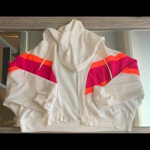 Off White, Orange, Bright Pink Cropped Jacket